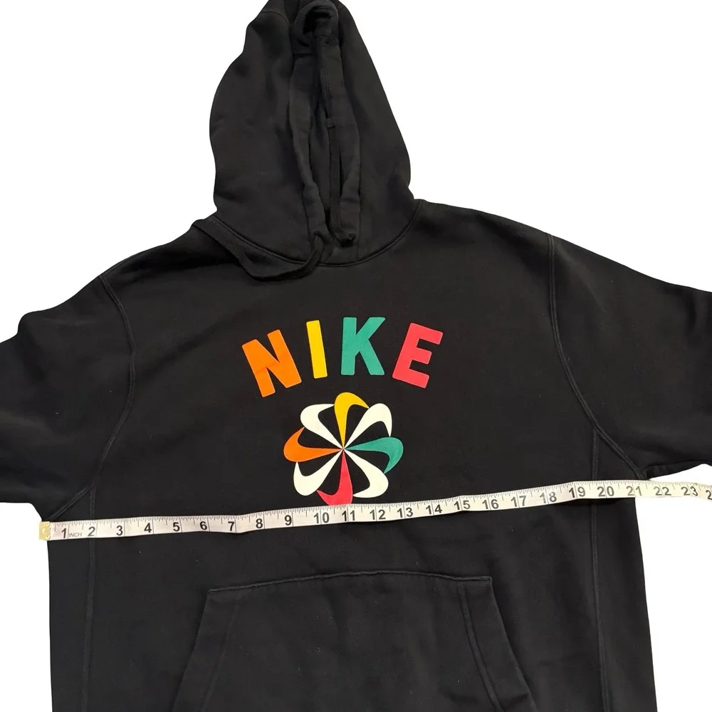 Nike Mens Black Sunburst Pinwheel Logo Graphic Pullover Hoodie Small